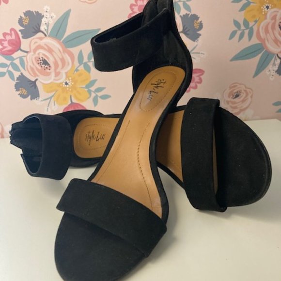 black Style & CO heeled sandals womens size 7 - Picture 5 of 8